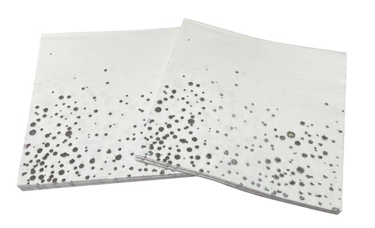 202319 Servett, 16st, 3-lager, Vit/Silver