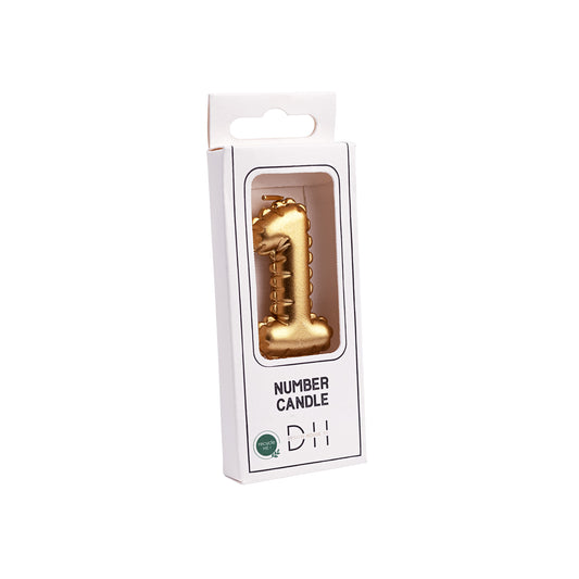 202754 Nummerljus 1st, 1, Folieballong, Guld