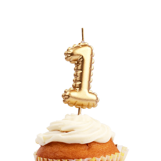 202754 Nummerljus 1st, 1, Folieballong, Guld