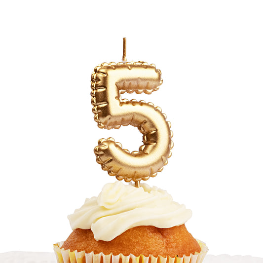 202758 Nummerljus 1st, 5, Folieballong, Guld