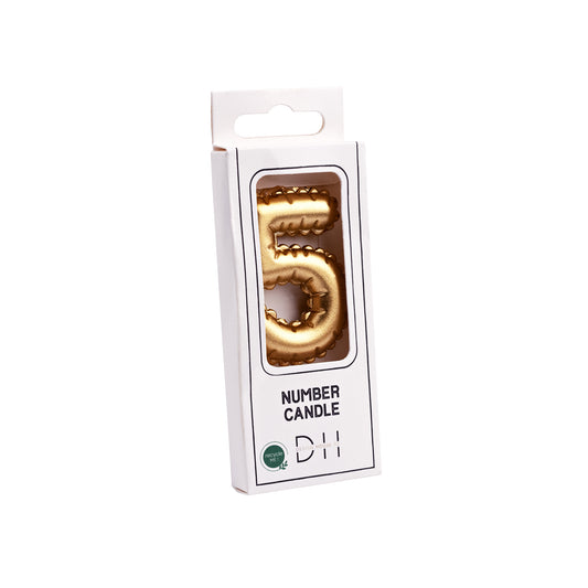 202758 Nummerljus 1st, 5, Folieballong, Guld