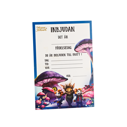 202799 Inbjudningskort 8st m. kuvert, Molo, Musse & Helium