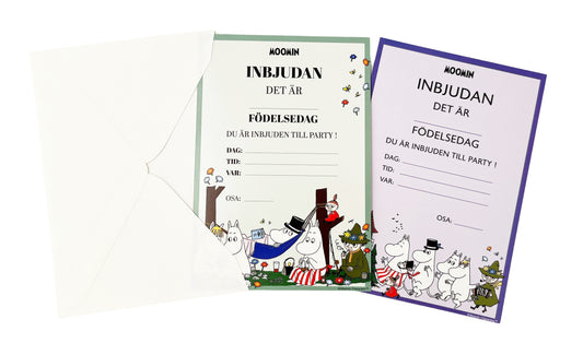 203256 Inbjudningskort 8st m. kuvert, Kalas, Mumin