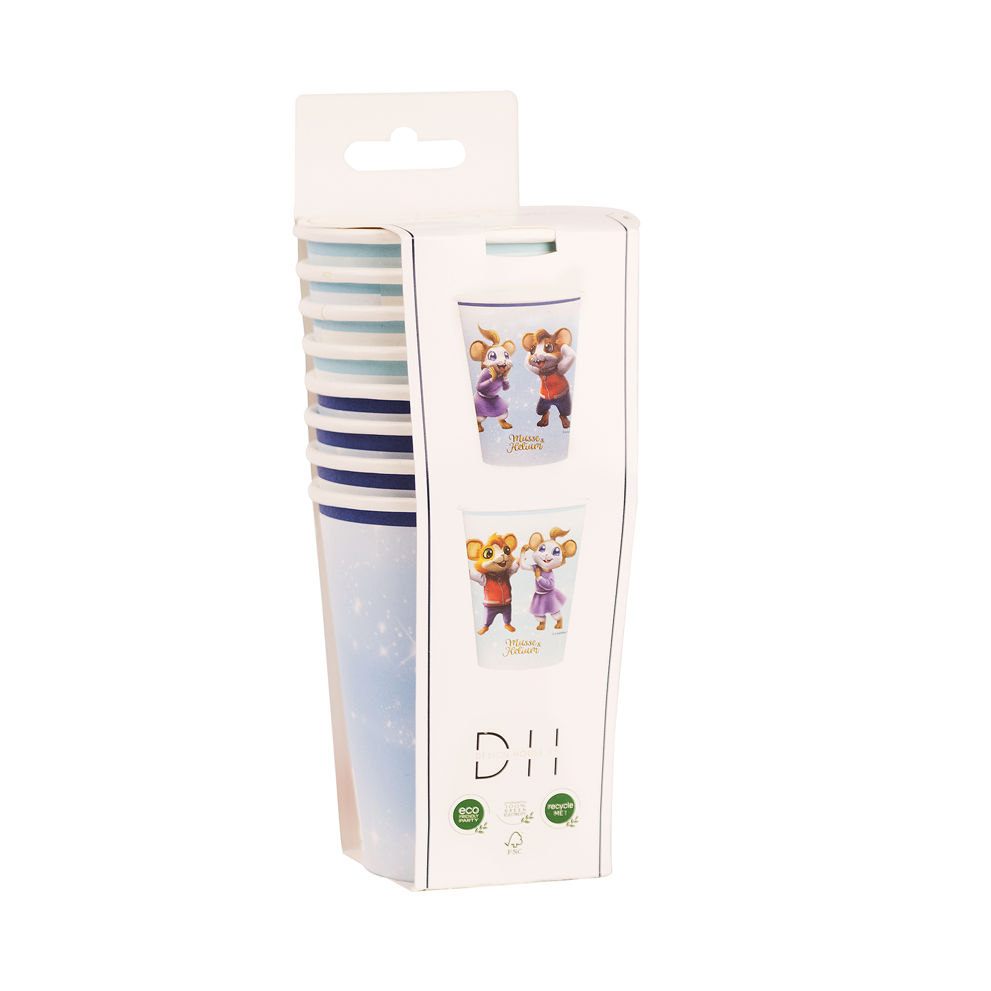 203355 Pappersmuggar 250ml, 8st, Kalas, Musse & Helium