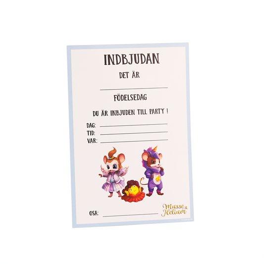 203360 Inbjudningskort 8st m. kuvert, Kalas, Musse & Helium