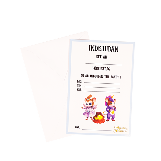 203360 Inbjudningskort 8st m. kuvert, Kalas, Musse & Helium