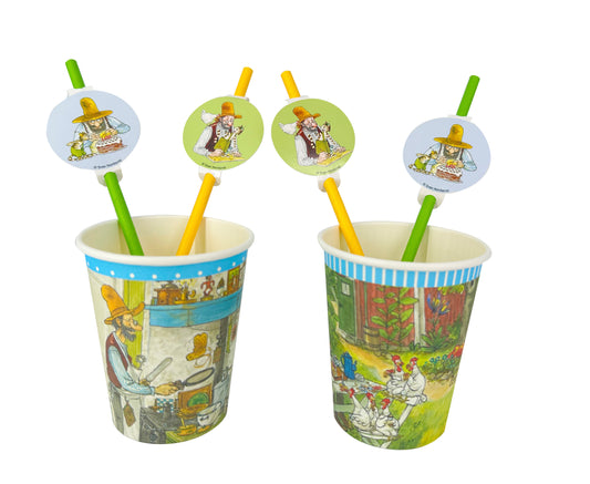 203696 Papperssugrör, 10st, 5 designer, Pettson & Findus