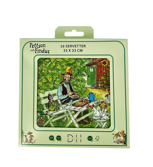 203711 Servetter 33x33cm, 16st, Fika, Pettson & Findus