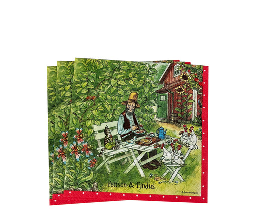 203711 Servetter 33x33cm, 16st, Fika, Pettson & Findus