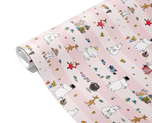 203259-RO Presentpapper, Ljusrosa, 70cm x 4m, Mumin
