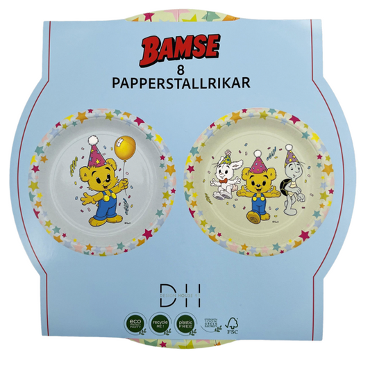 204353 Papperstallrik 23cm, 8st, Bamse Party