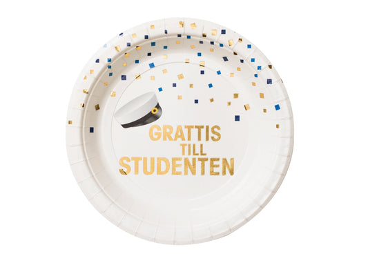 Papperstallrik, 8st, Student Student Grossist - Studentdukning Grossist - Studenttillbehör Grossist - Designhouse95 - Engångsartiklar, Student, Jul, Nyår, Fest, Kalas
