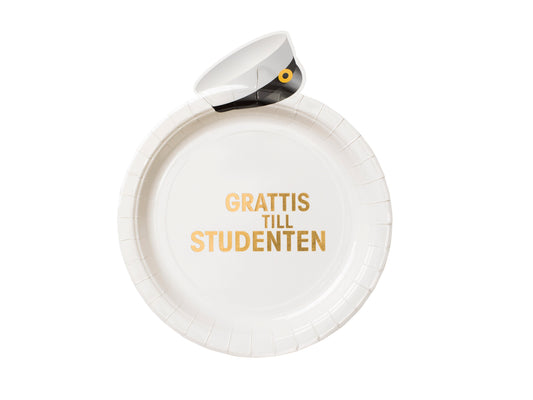 Papperstallrik , 8st, Student Student Grossist - Studentdukning Grossist - Studenttillbehör Grossist - Designhouse95 - Engångsartiklar, Student, Jul, Nyår, Fest, Kalas