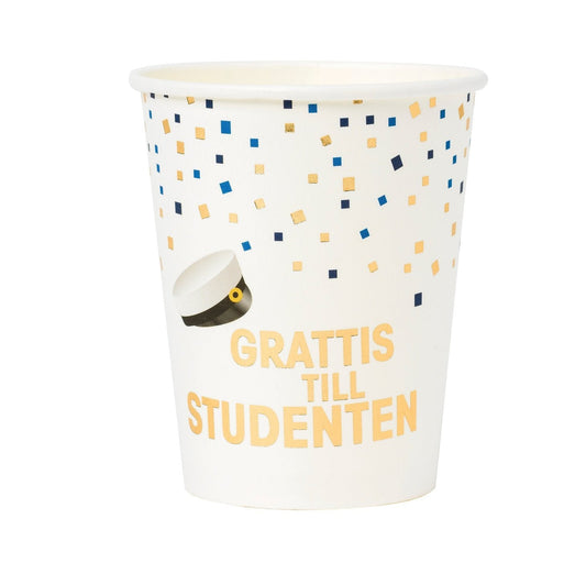 Pappersmuggar 250ml, 8st, Student Student Grossist - Studentdukning Grossist - Studenttillbehör Grossist - Designhouse95 - Engångsartiklar, Student, Jul, Nyår, Fest, Kalas