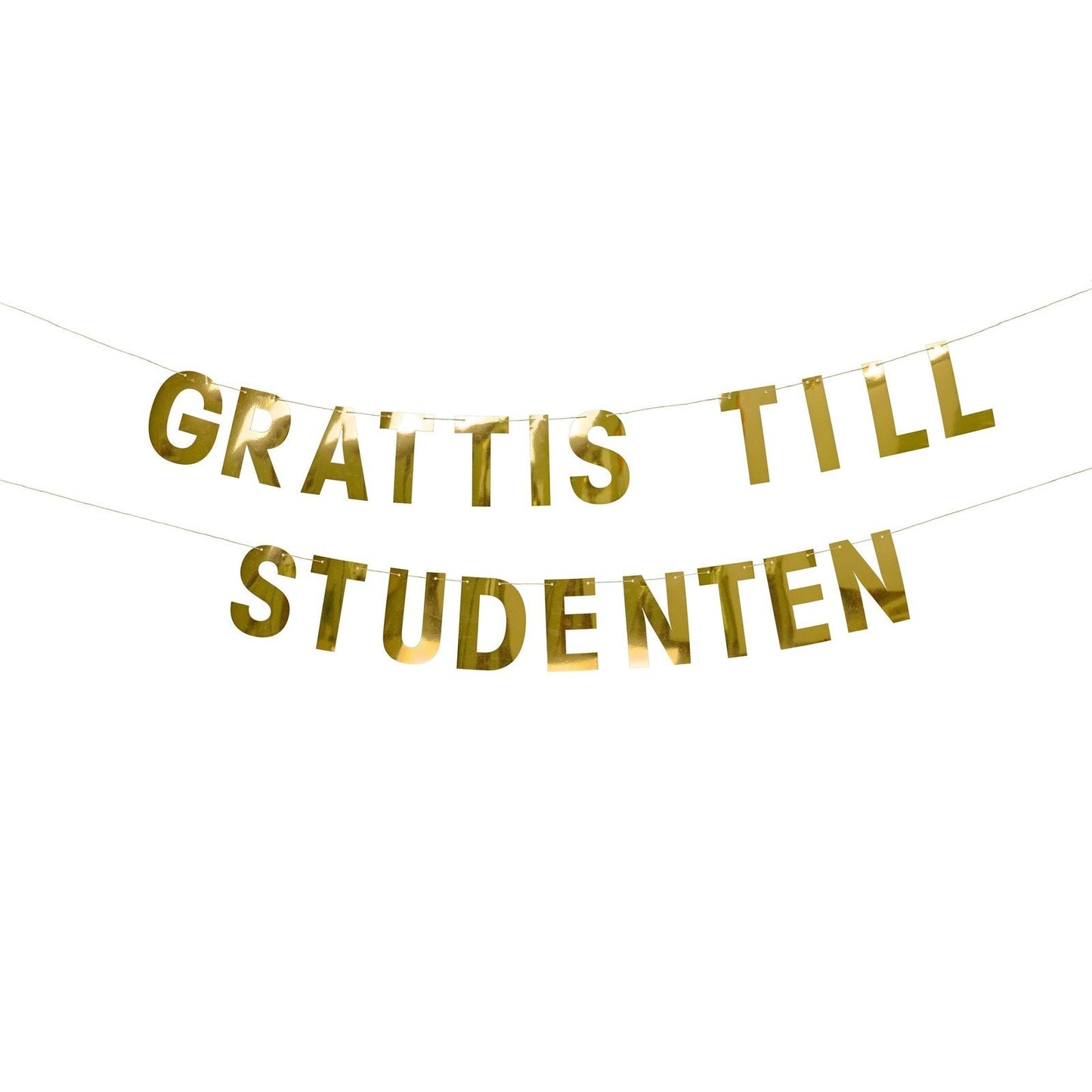 Girlang, "GRATTIS TILL STUDENTEN", Guld Student Grossist - Studentdukning Grossist - Studenttillbehör Grossist - Designhouse95 - Engångsartiklar, Student, Jul, Nyår, Fest, Kalas