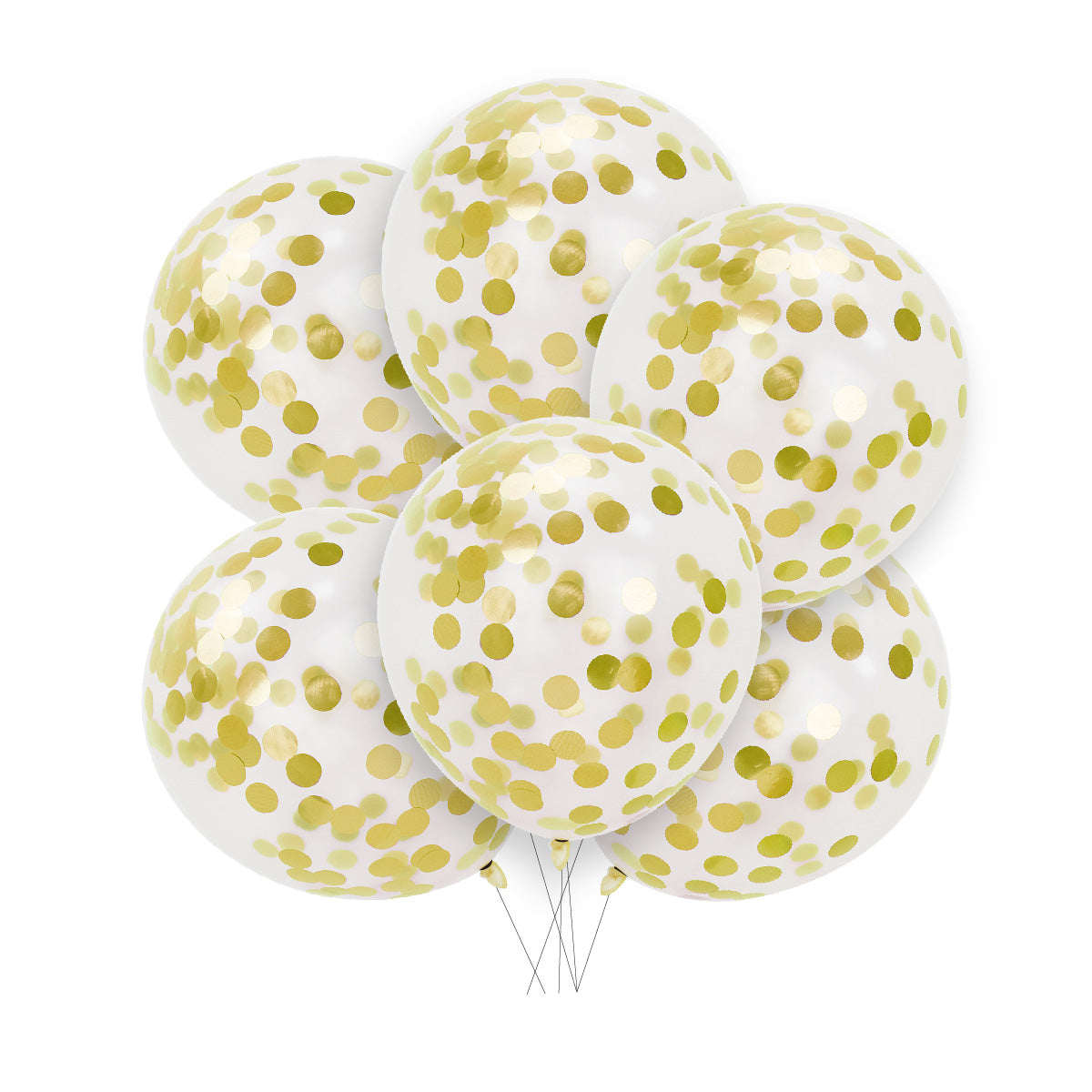 Konfettiballonger 30cm, 6st, guldkonfetti Designhouse95 - Ballonggrossist - Designhouse95 - Grossist Ballonger - Snabba Leveranser - Engångsartiklar, Student, Jul, Nyår, Fest, Kalas