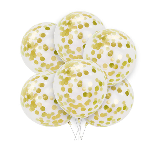 Konfettiballonger 30cm, 6st, guldkonfetti Designhouse95 - Ballonggrossist - Designhouse95 - Grossist Ballonger - Snabba Leveranser - Engångsartiklar, Student, Jul, Nyår, Fest, Kalas