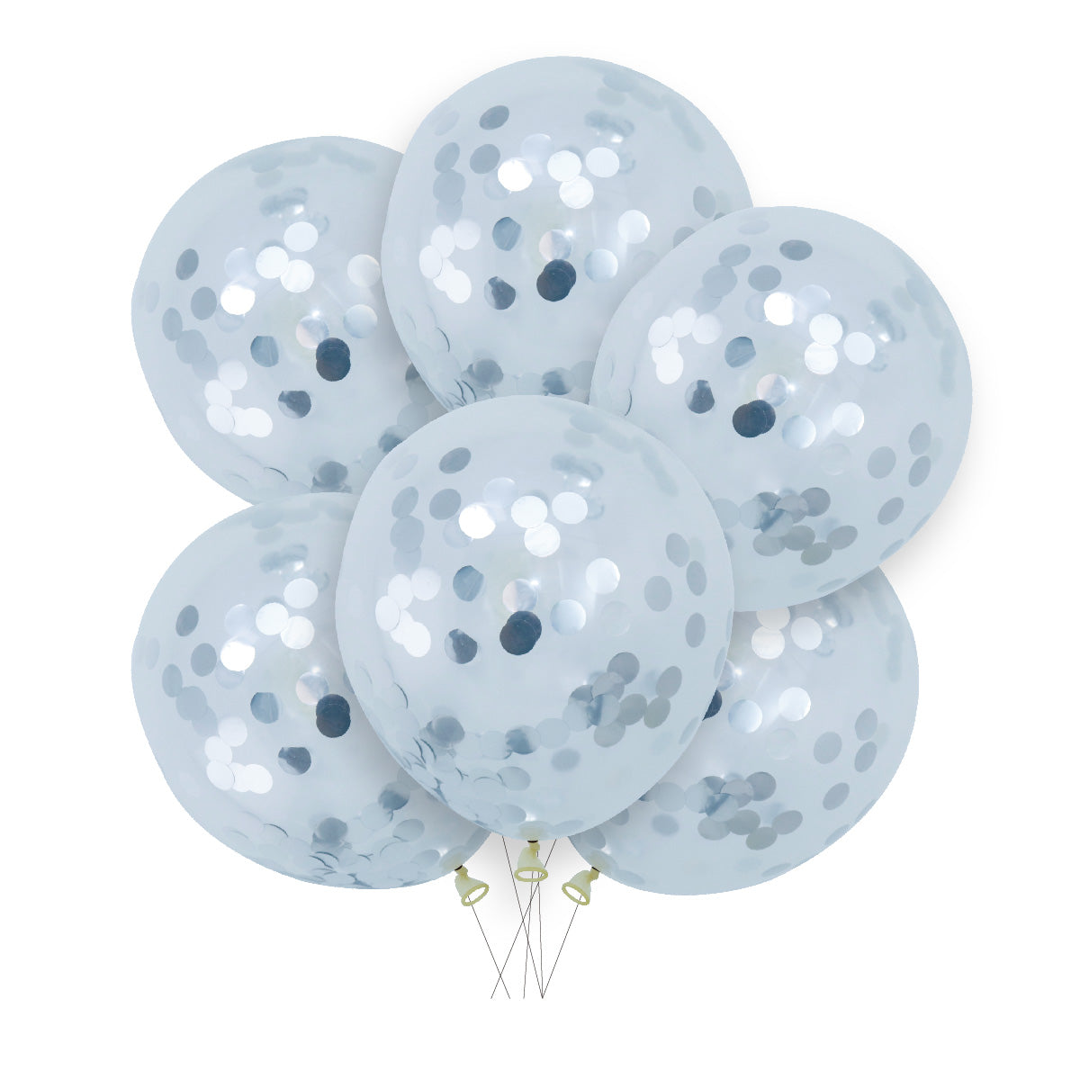 Konfettiballonger 30cm, 6st, Silverkonfetti Designhouse95 - Ballonggrossist - Designhouse95 - Grossist Ballonger - Snabba Leveranser - Engångsartiklar, Student, Jul, Nyår, Fest, Kalas