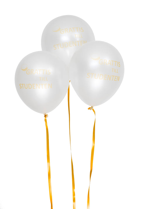 Ballonger 30cm, 6st med tryck "Grattis till studenten" DesignHouse95 - Ballonggrossist - Designhouse95 - Grossist Ballonger - Snabba Leveranser - Engångsartiklar, Student, Jul, Nyår, Fest, Kalas