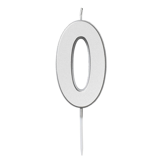 Nummerljus 1st, 0, silver Tårtljus - Grossist Engångsartiklar - Grossist Fest - Grossist Party - Engångsartiklar, Student, Jul, Nyår, Fest, Kalas