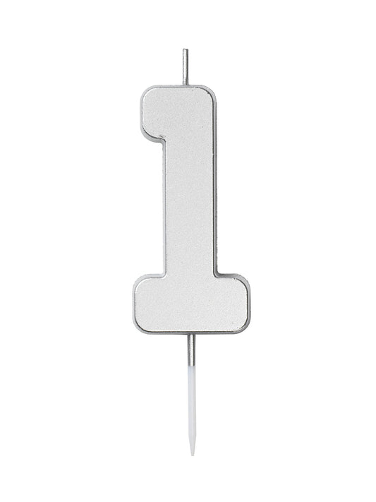 Nummerljus 1st, 1, silver Tårtljus - Grossist Engångsartiklar - Grossist Fest - Grossist Party - Engångsartiklar, Student, Jul, Nyår, Fest, Kalas