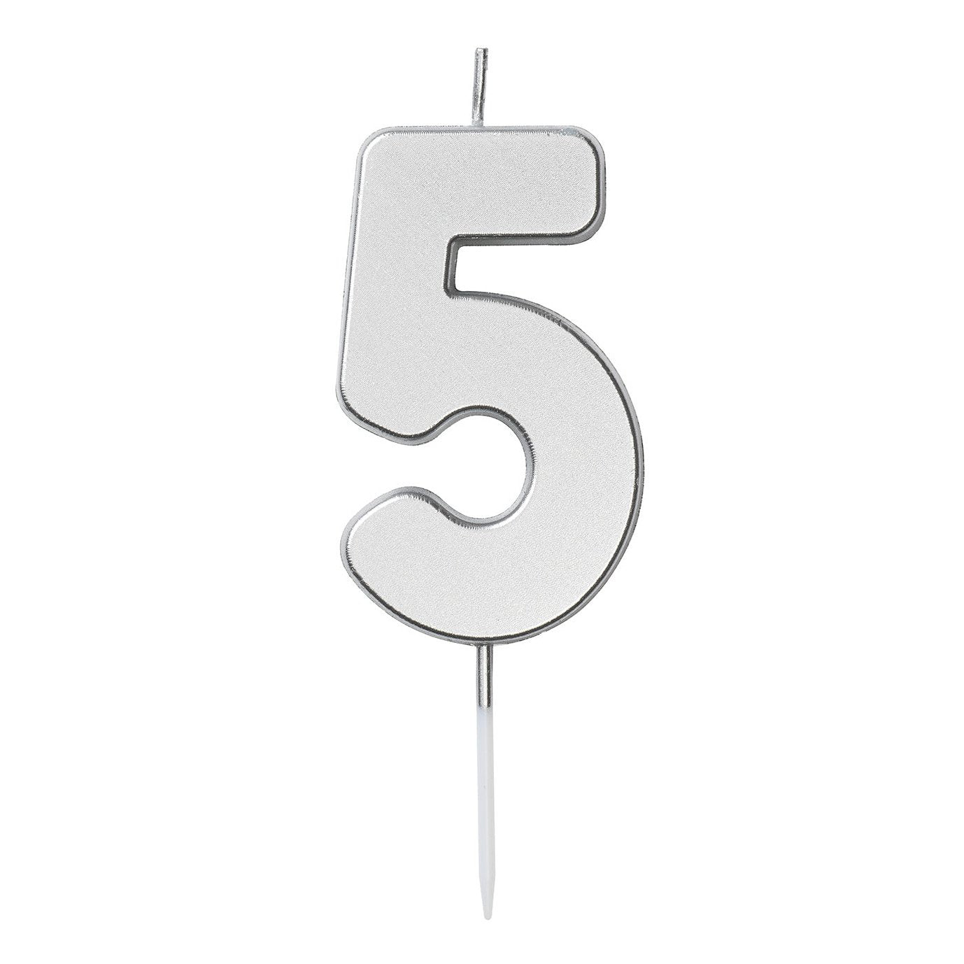 Nummerljus 1st, 5, silver Tårtljus - Grossist Engångsartiklar - Grossist Fest - Grossist Party - Engångsartiklar, Student, Jul, Nyår, Fest, Kalas