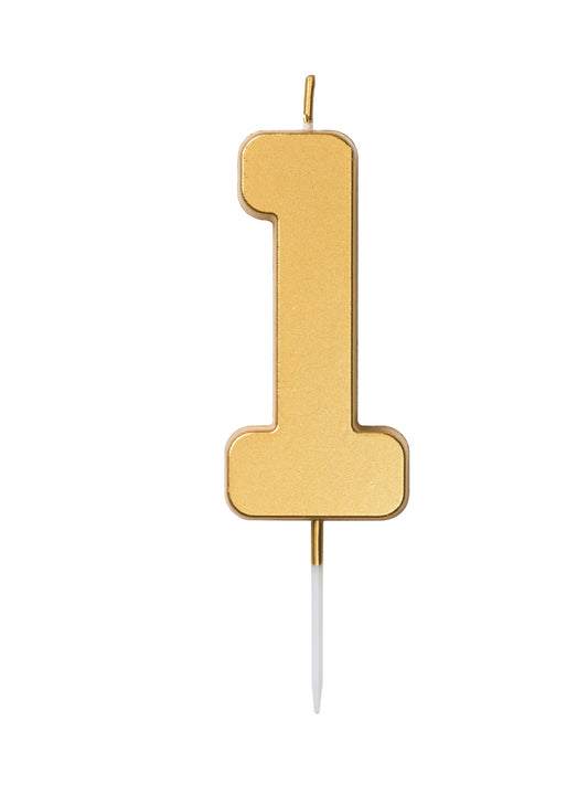 Number candle 1, gold, 6,5 x 4cm - Engångsartiklar, Student, Jul, Nyår, Fest, Kalas