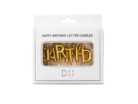 Tårtljus "Happy Birthday", Guld - Grossist Engångsartiklar - Grossist Fest - Grossist Party - Engångsartiklar, Student, Jul, Nyår, Fest, Kalas