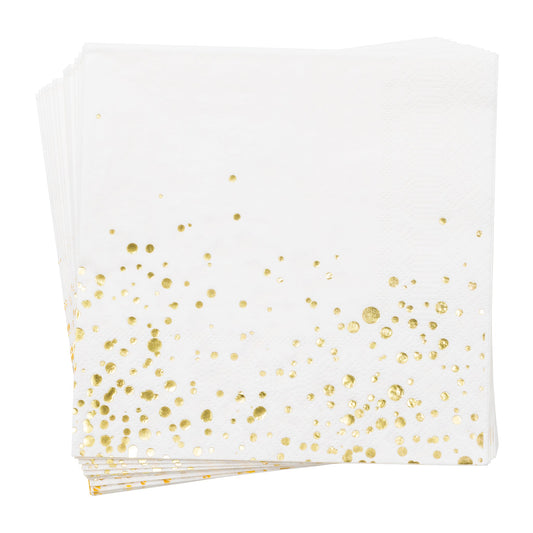 Servett, 16st, 3-lager, Vit/Guld - Grossist Nyårsdukning - - Designhouse95 - Grossist Nyårsprodukter - Grossist Nyårsartiklar - Engångsartiklar, Student, Jul, Nyår, Fest, Kalas