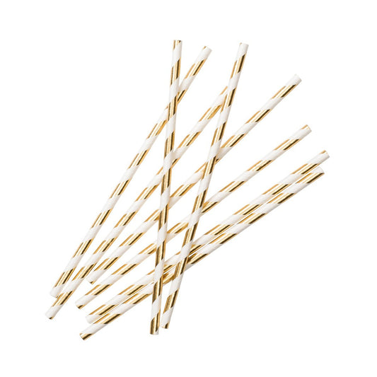 Pappersugrör 19,7cm, 24st, Guld/Vit Sugrör - Grossist - Designhouse95 - Engångsartiklar, Student, Jul, Nyår, Fest, Kalas