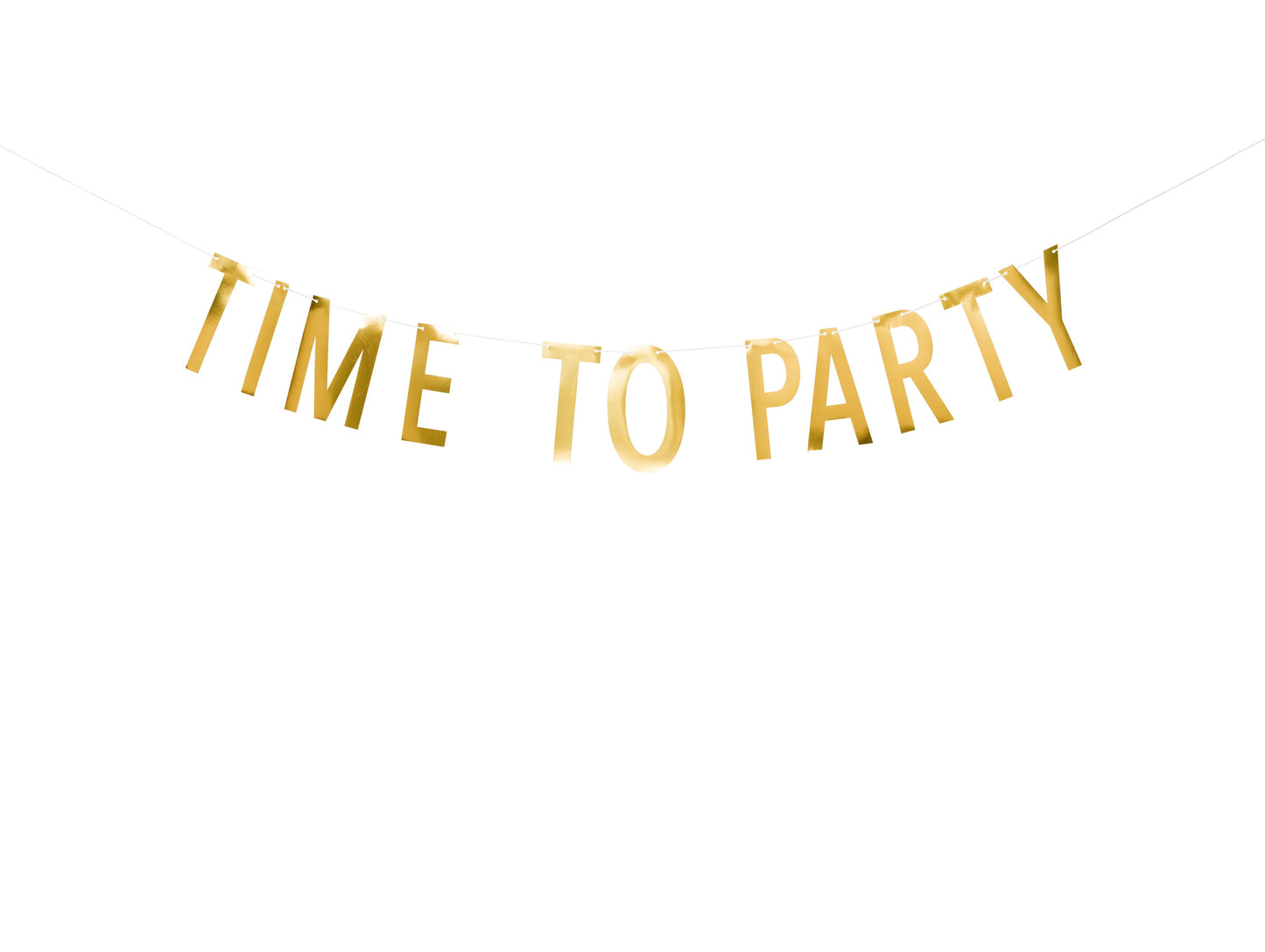 Banner - Time to Party, gold, letters 17cm high and 2m long - Engångsartiklar, Student, Jul, Nyår, Fest, Kalas