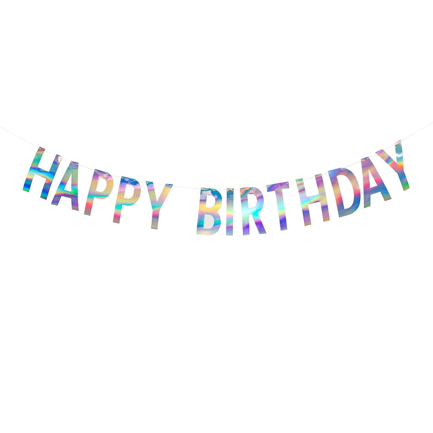 Banner - Happy Birthday, iridesent foil, letters 20cm high and 2m long - Engångsartiklar, Student, Jul, Nyår, Fest, Kalas