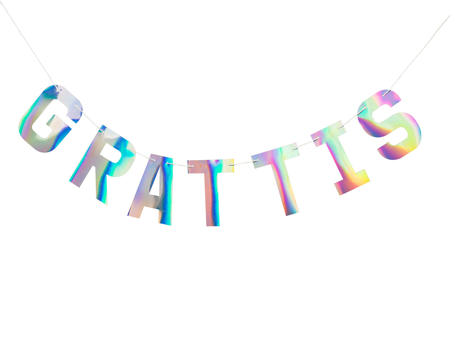 Girlang "GRATTIS", Iridescent Girlang/tassel - Grossist Engångsartiklar - Grossist Fest - Grossist Party - Engångsartiklar, Student, Jul, Nyår, Fest, Kalas