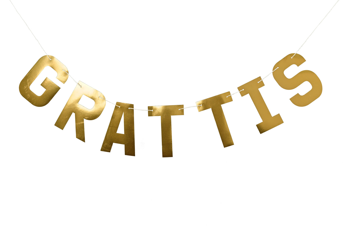 Banner "GRATTIS", gold, 16cm x2m - Engångsartiklar, Student, Jul, Nyår, Fest, Kalas