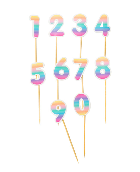 Cake toppers 10pcs, 0-9, 10cm high, Ombre - Engångsartiklar, Student, Jul, Nyår, Fest, Kalas