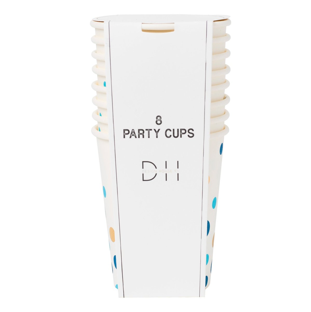 Pappersmuggar 250ml, 8st, Blå prickar Muggar - Grossist - Designhouse95 - Engångsartiklar, Student, Jul, Nyår, Fest, Kalas