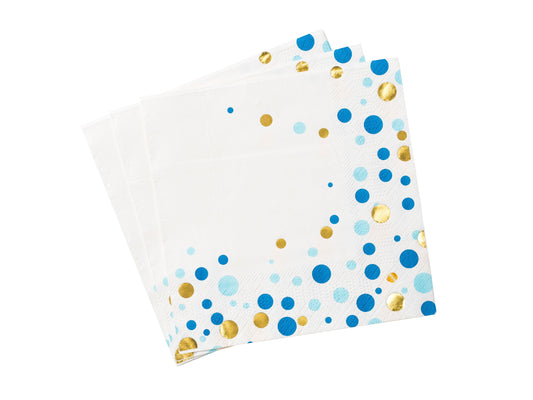 Servett, 16st, 3-lager, Blå prickar Servetter - Grossist - Designhouse95 - Engångsartiklar, Student, Jul, Nyår, Fest, Kalas