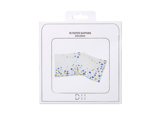 Servett, 16st, 3-lager, Blå prickar Servetter - Grossist - Designhouse95 - Engångsartiklar, Student, Jul, Nyår, Fest, Kalas