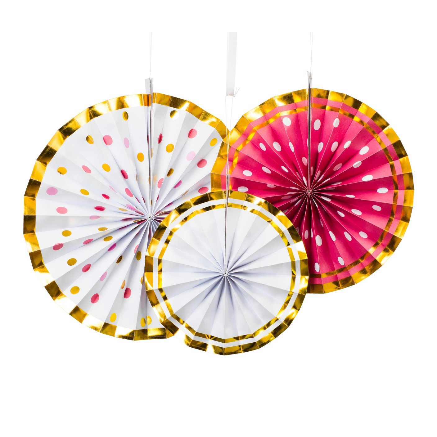 3pcs fans per set
1x 30.4cm (Print+Gold hotfoil on 1 side)
1x 25.4cm (Print + Gold hotfoil on 1 side)
1x 20.3cm (Gold hotfoil on 1 side)
3pcs white clips,and each fan with a cotton rope - Engångsartiklar, Student, Jul, Nyår, Fest, Kalas