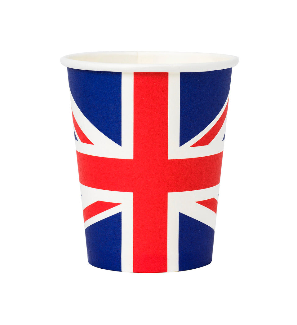 Pappersmuggar 250ml, 8st, Brittiska flaggan Muggar - Grossist - Designhouse95 - Engångsartiklar, Student, Jul, Nyår, Fest, Kalas