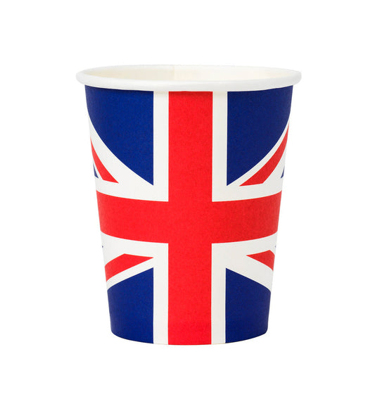 Pappersmuggar 250ml, 8st, Brittiska flaggan Muggar - Grossist - Designhouse95 - Engångsartiklar, Student, Jul, Nyår, Fest, Kalas