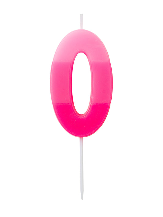 Number candle 0, pink, 6,5 x 4cm - Engångsartiklar, Student, Jul, Nyår, Fest, Kalas