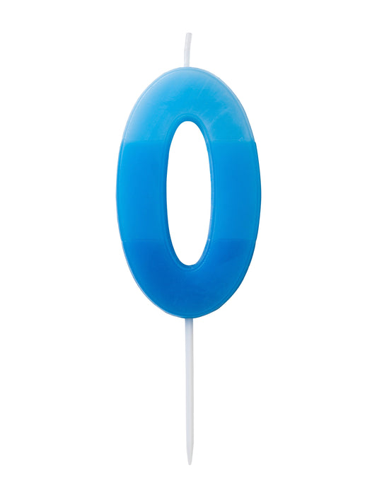 Number candle 0 , blue, 6,5 x 4cm - Engångsartiklar, Student, Jul, Nyår, Fest, Kalas