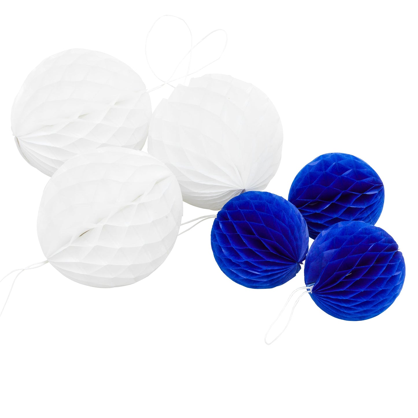 Honeycomb, 6st, blå/vit - Grossist Nyårsdukning - - Designhouse95 - Grossist Nyårsprodukter - Grossist Nyårsartiklar - Engångsartiklar, Student, Jul, Nyår, Fest, Kalas