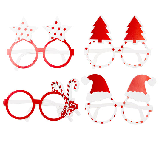 JULGROSSIST - Pappersglasögon, 8st, Jul - Julprodukter Grossist - Juldekorationer Grossist - Juldukning Grossist - Julafton Grossist - Jultema Grossist - Engångsartiklar, Student, Jul, Nyår, Fest, Kalas - Julgrossist
