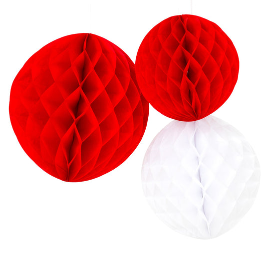 JULGROSSIST - Honeycomb, 3st, Jul - Julprodukter Grossist - Juldekorationer Grossist - Juldukning Grossist - Julafton Grossist - Jultema Grossist - Engångsartiklar, Student, Jul, Nyår, Fest, Kalas - Julgrossist