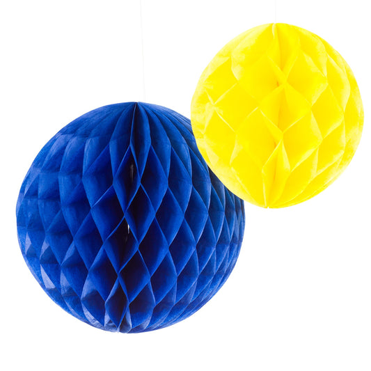 Honeycomb, 3st, blå/gula Student Grossist - Studentdukning Grossist - Studenttillbehör Grossist - Designhouse95 - Engångsartiklar, Student, Jul, Nyår, Fest, Kalas