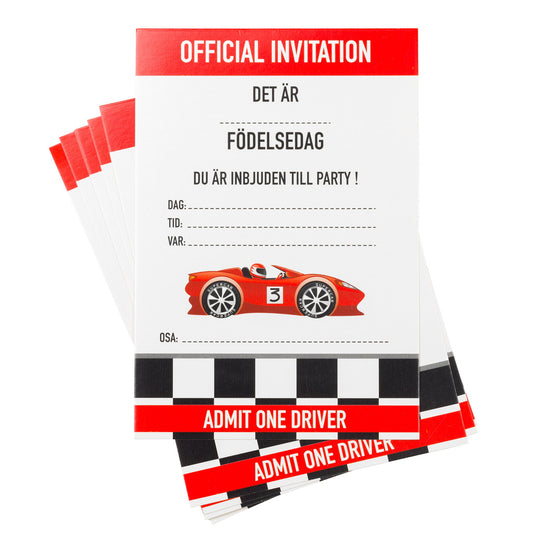 Inbjudningskort, 8st kort m. kuvert, Racing DesignHouse95 - Barnkalas Grossist - Festdukning Grossist - Engångsartiklar, Student, Jul, Nyår, Fest, Kalas