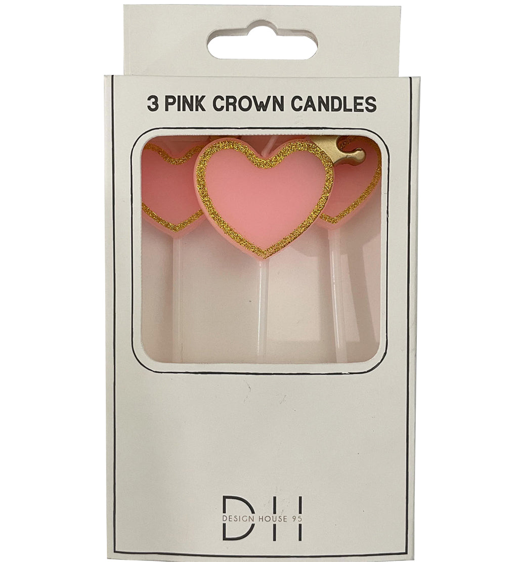 Tårtljus hjärtan, 3st, Krona - Grossist Engångsartiklar - Grossist Fest - Grossist Party - Engångsartiklar, Student, Jul, Nyår, Fest, Kalas
