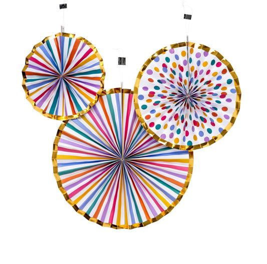 Paper fan, 3 pcs, Carousel + Confetti